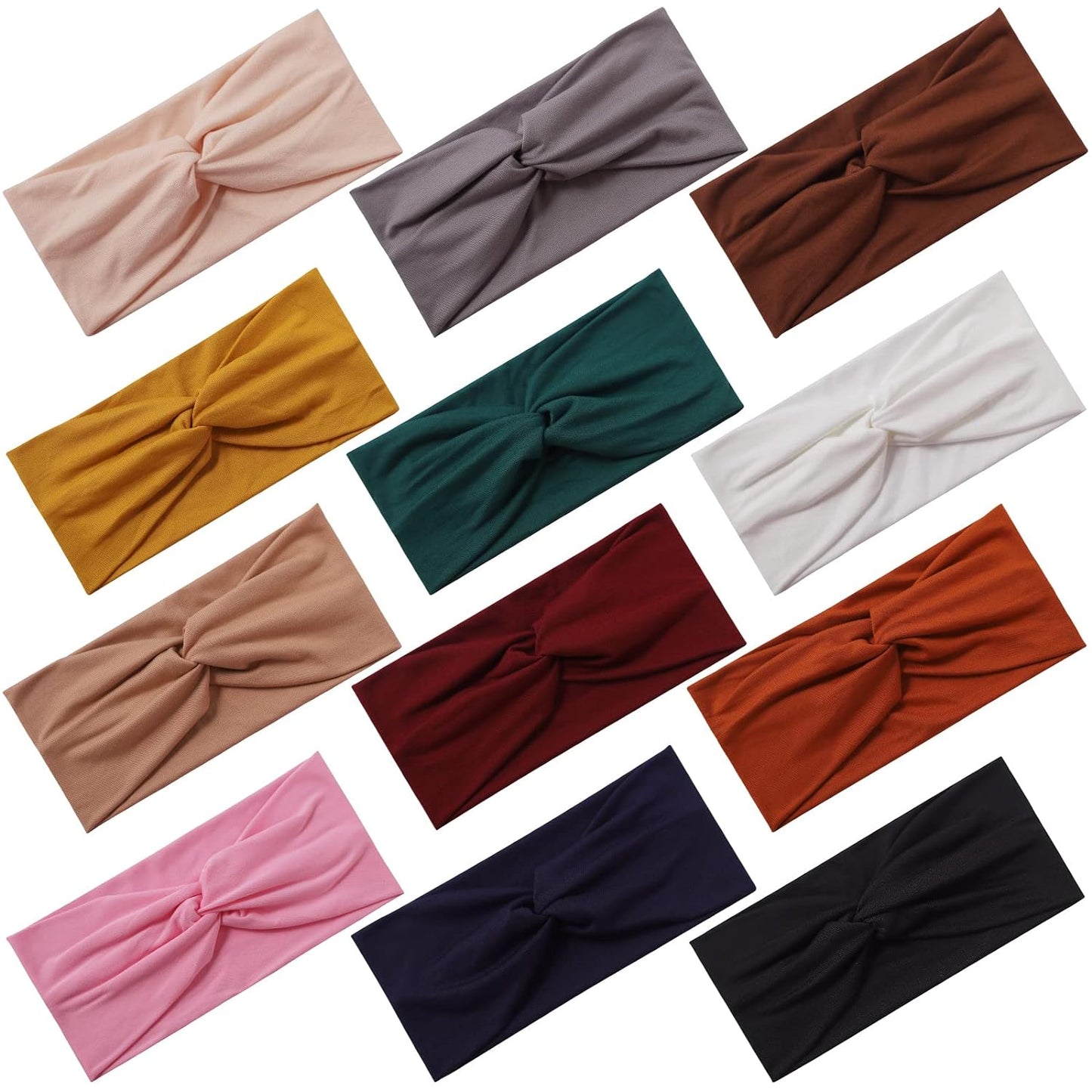 12 Pcs Stretchy Headbands